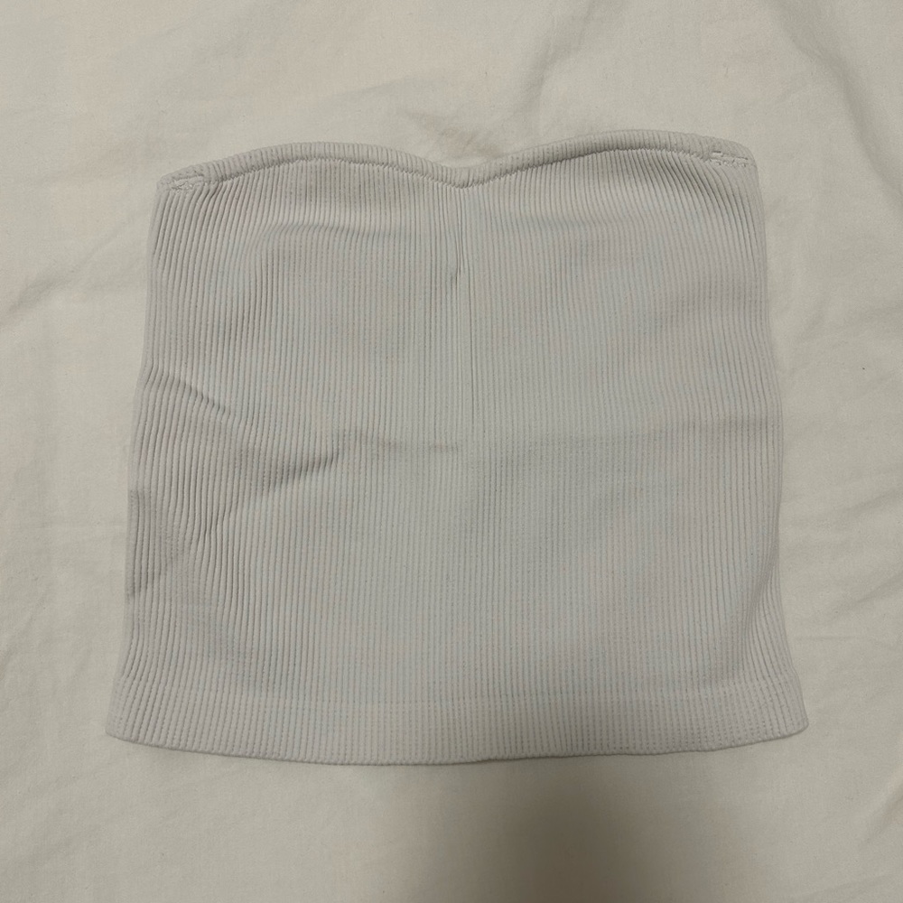 White Ribbed Tube Top